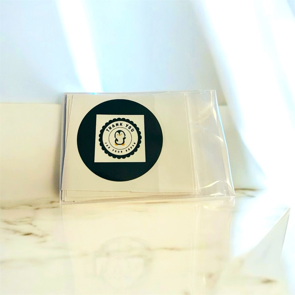 Hand Crafted 60 CT Black Thank You stickers